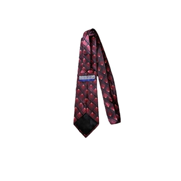 Roffe Accessories maroon white and wine abstract 100% silk tie - Picture 3 of 7